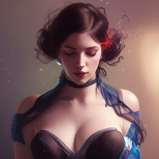 Detailed Corset Portrait in Art Nouveau Style