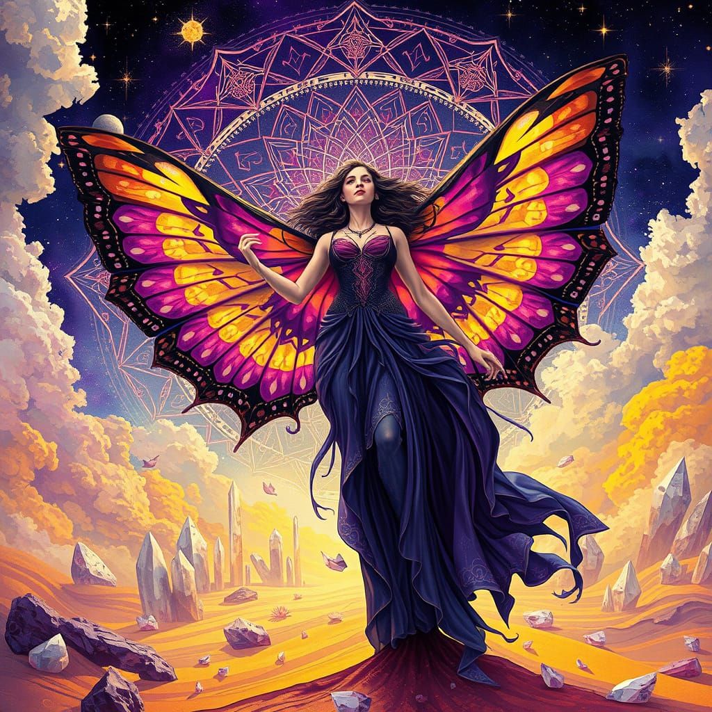 Celestial Goddess in Art Deco Style