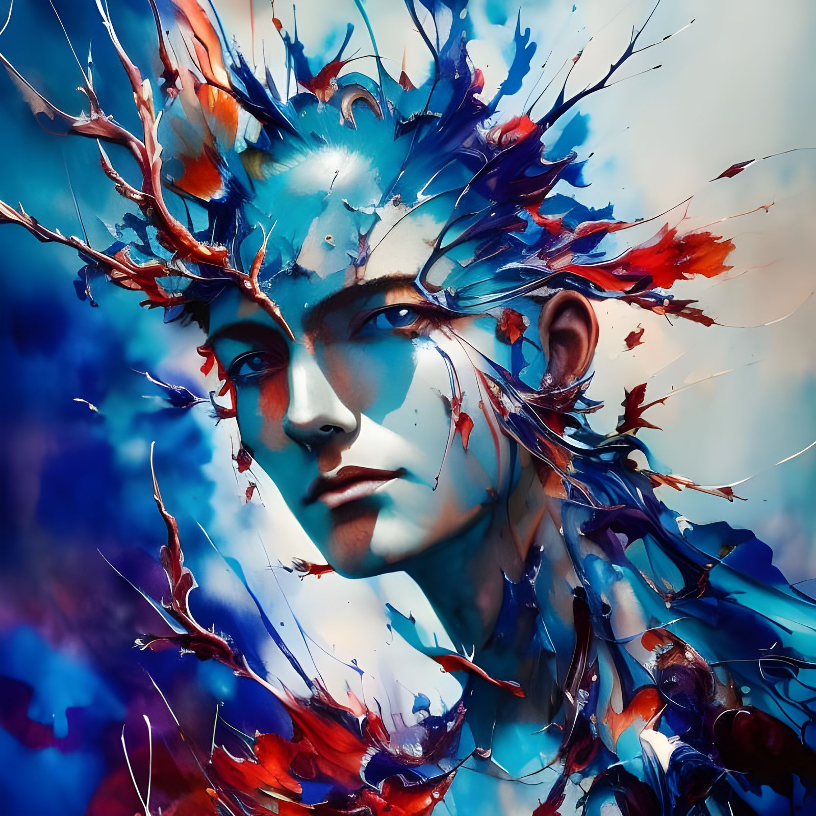 Ink Splash Crown of Thorns in Anime Style