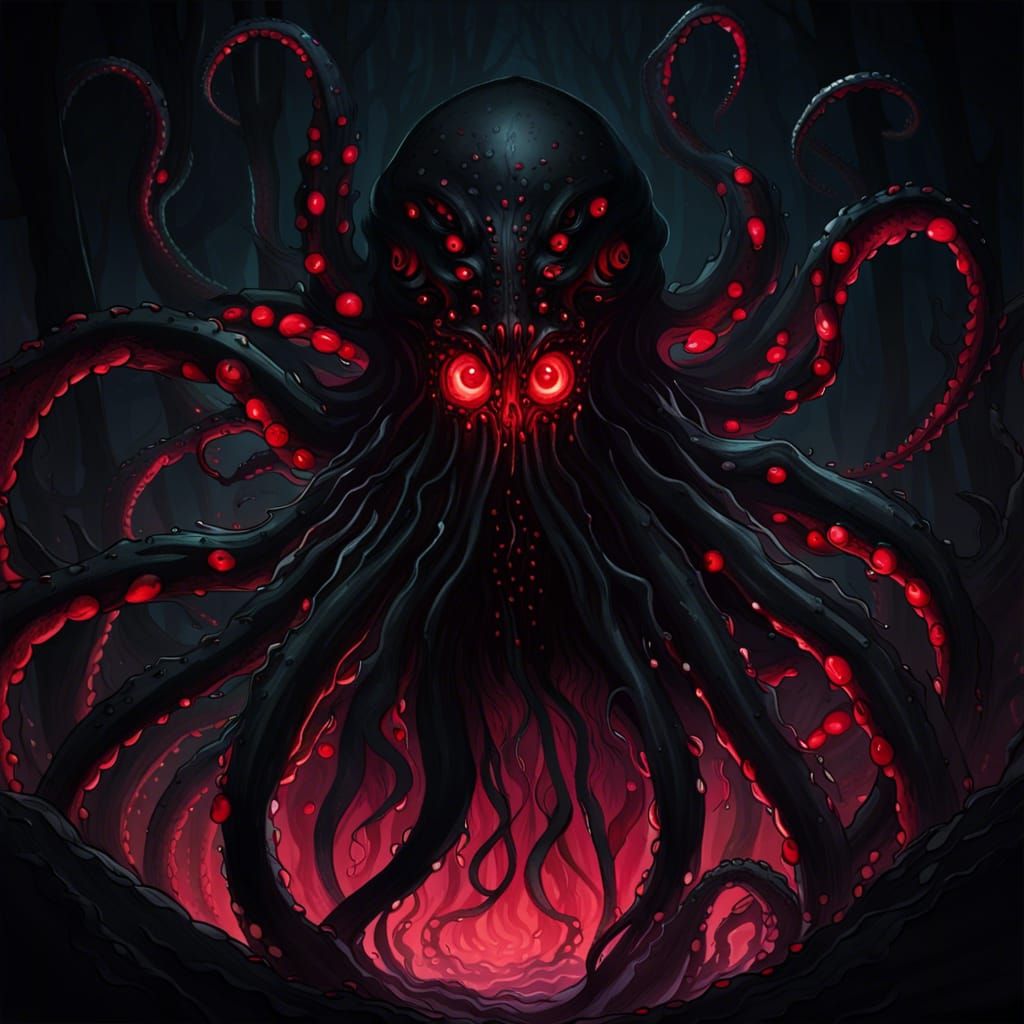 Eldritch Entity of Red Eyes and Tentacles