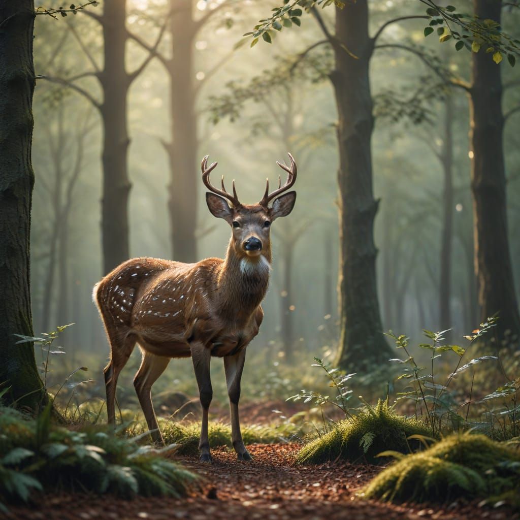 Majestic Forest Deer in Earthy Tones
