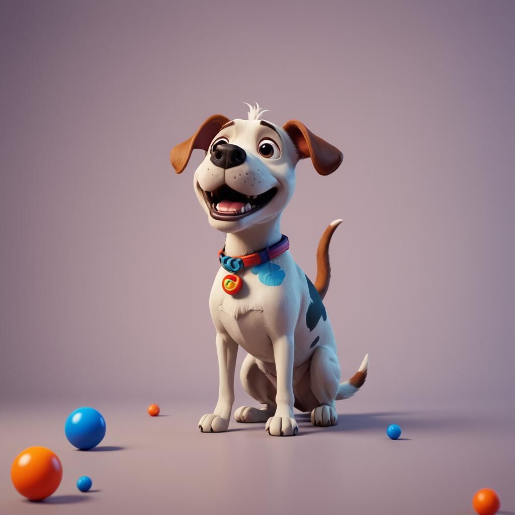 Whimsical Dog Toy: Pixar-Style 3D Digital Art
