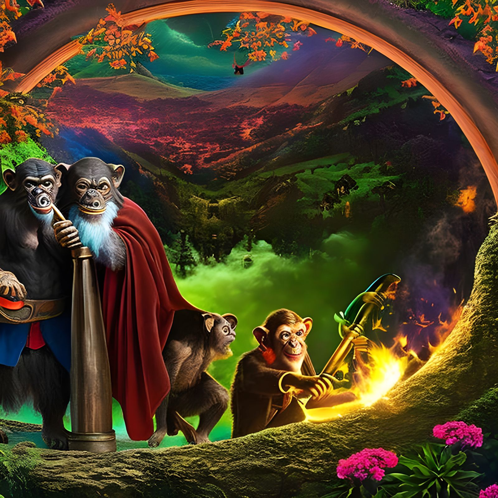 Chimpanzee Hobbit in Magical Fantasy Wonderland