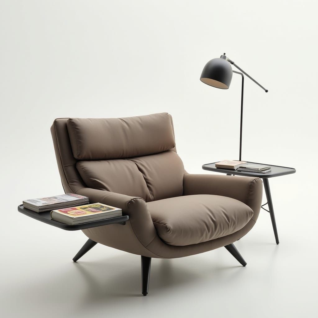 Sleek Futuristic Armchair with Integrated Storage and Lighti...