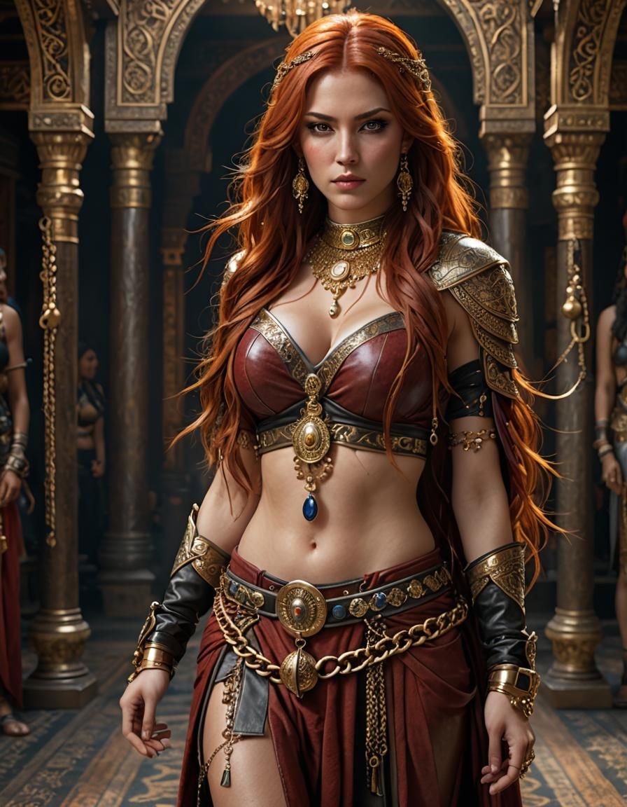 Pretty Woman in Harem Costume, Photorealistic Detail