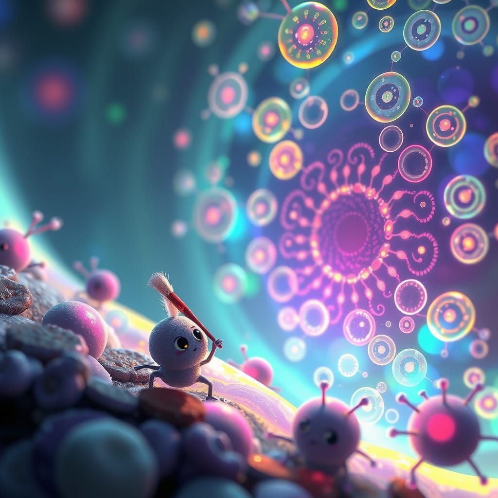 Microbes Painting Cell Wall in Ethereal Glow