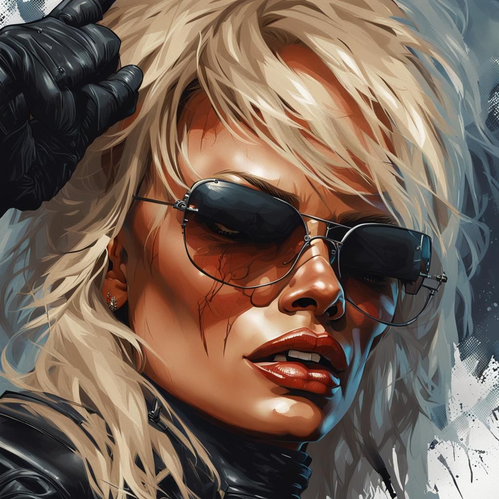 Leather-Clad Woman: Hyperdetailed Portrait in Artstation Sty...