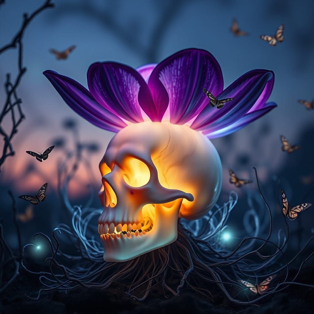 Glowing Memoriflora Luminalis in Twilight Dreamscape