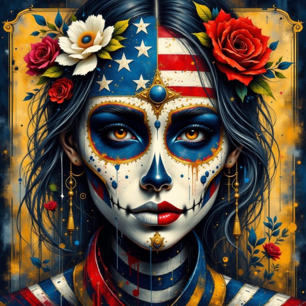 The human face is presented as a modified work of art.