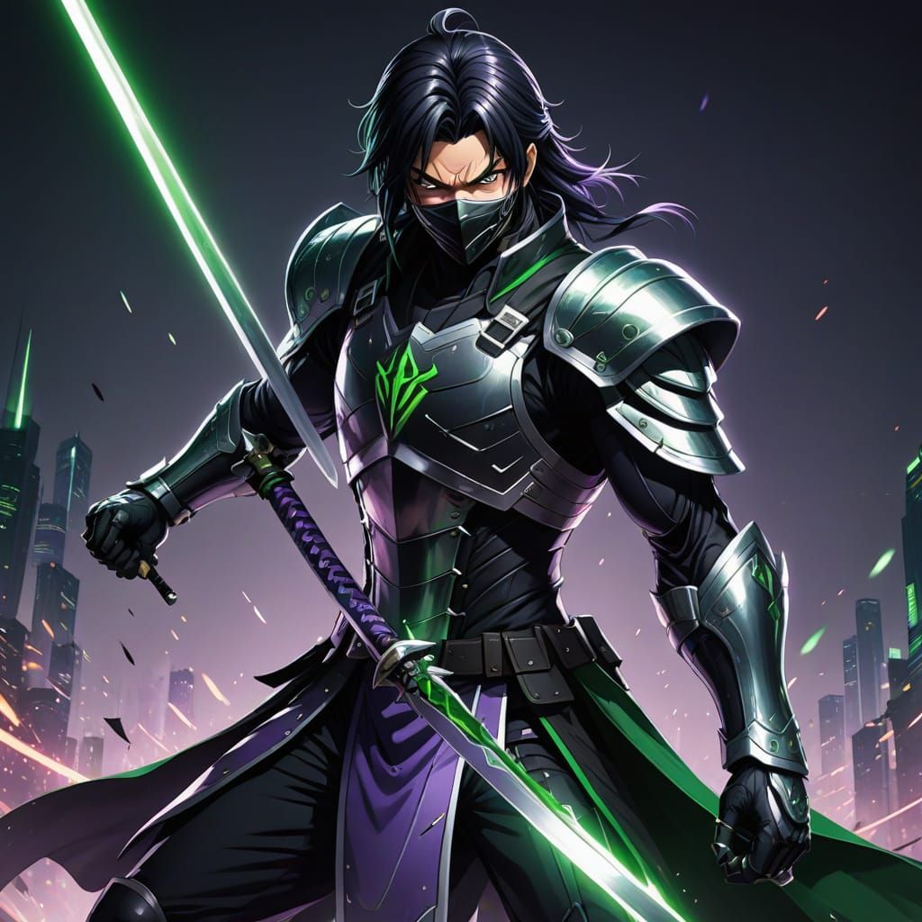 Anime Man with Katana in Cool Back Pose