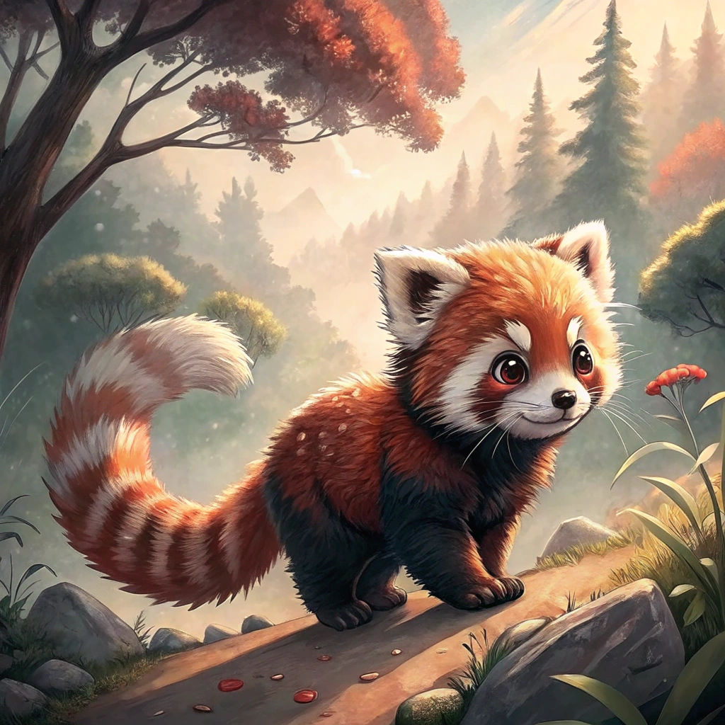 Red Panda in Anime Style