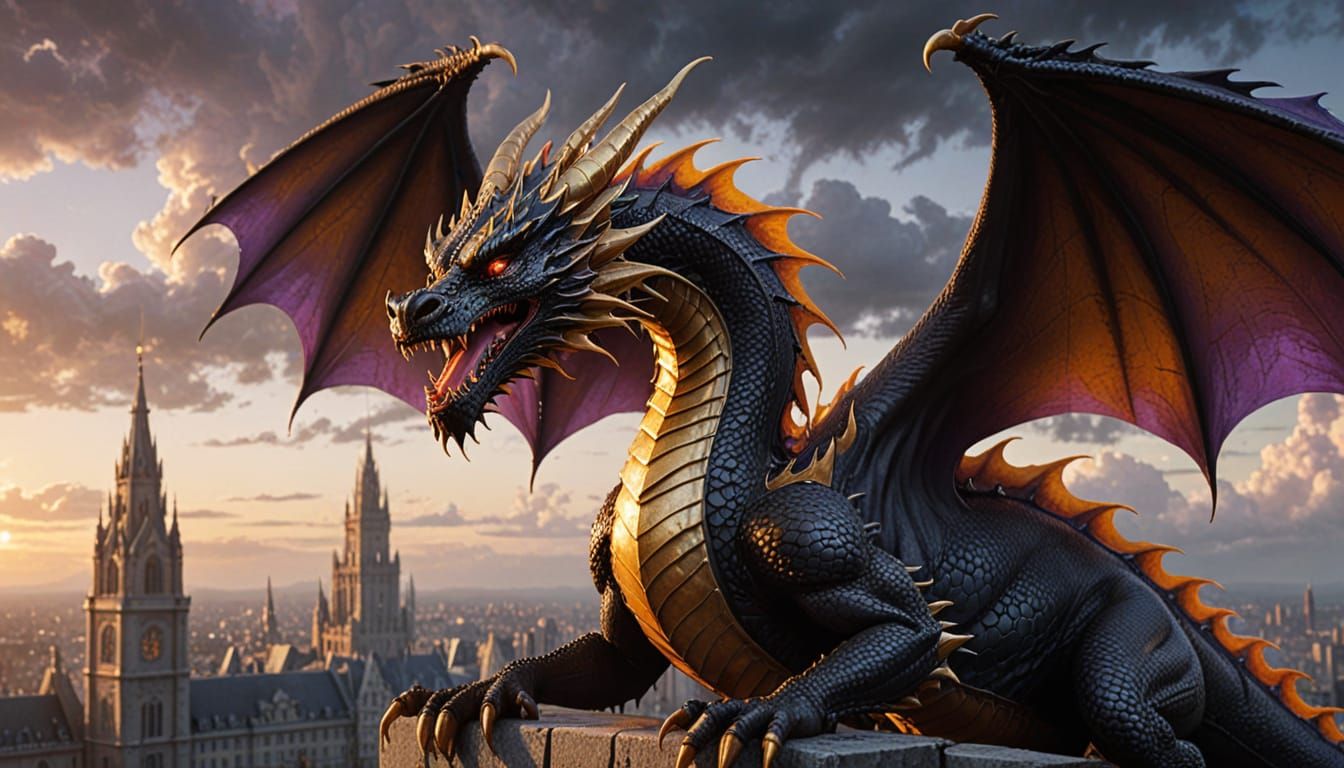 Golden Dragon Breathes Cold Vapor by Gothic Tower