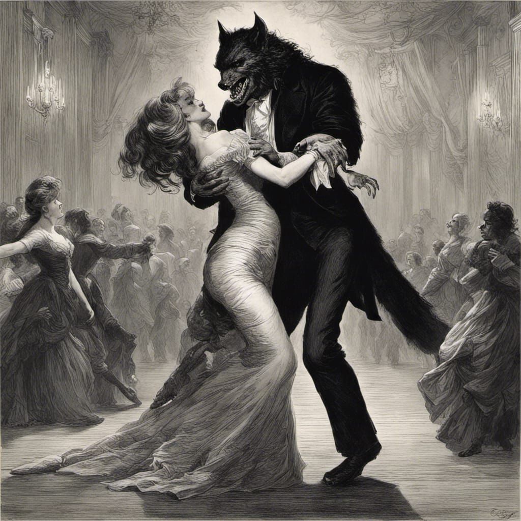 Werewolf Ballroom Dance in Gustave Doré Style