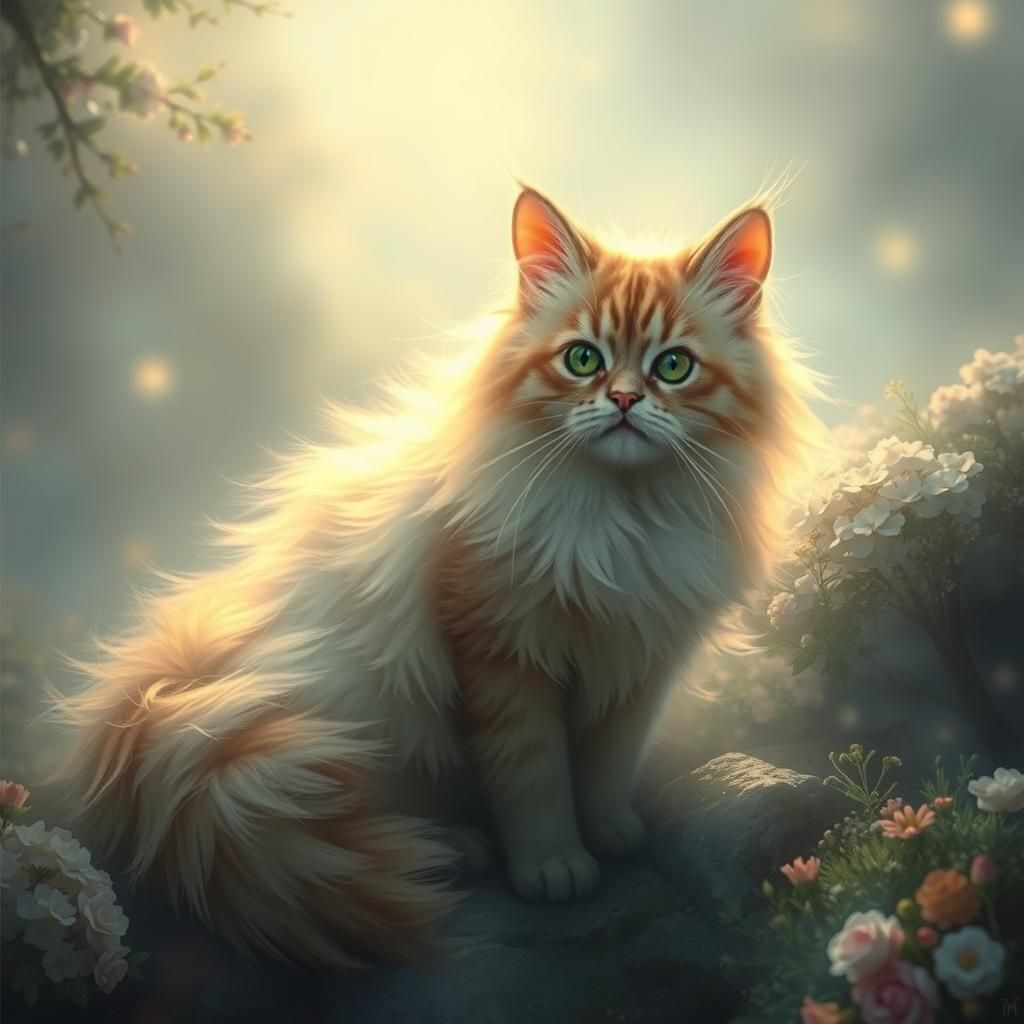 Ethereal Cat Made of Light