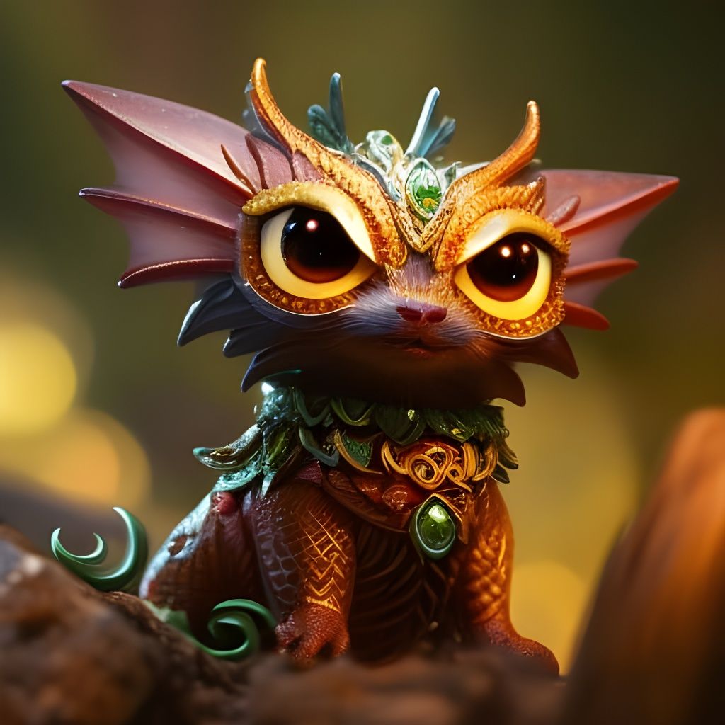 Sapphire Dragon in Teacup: Detailed Digital Art