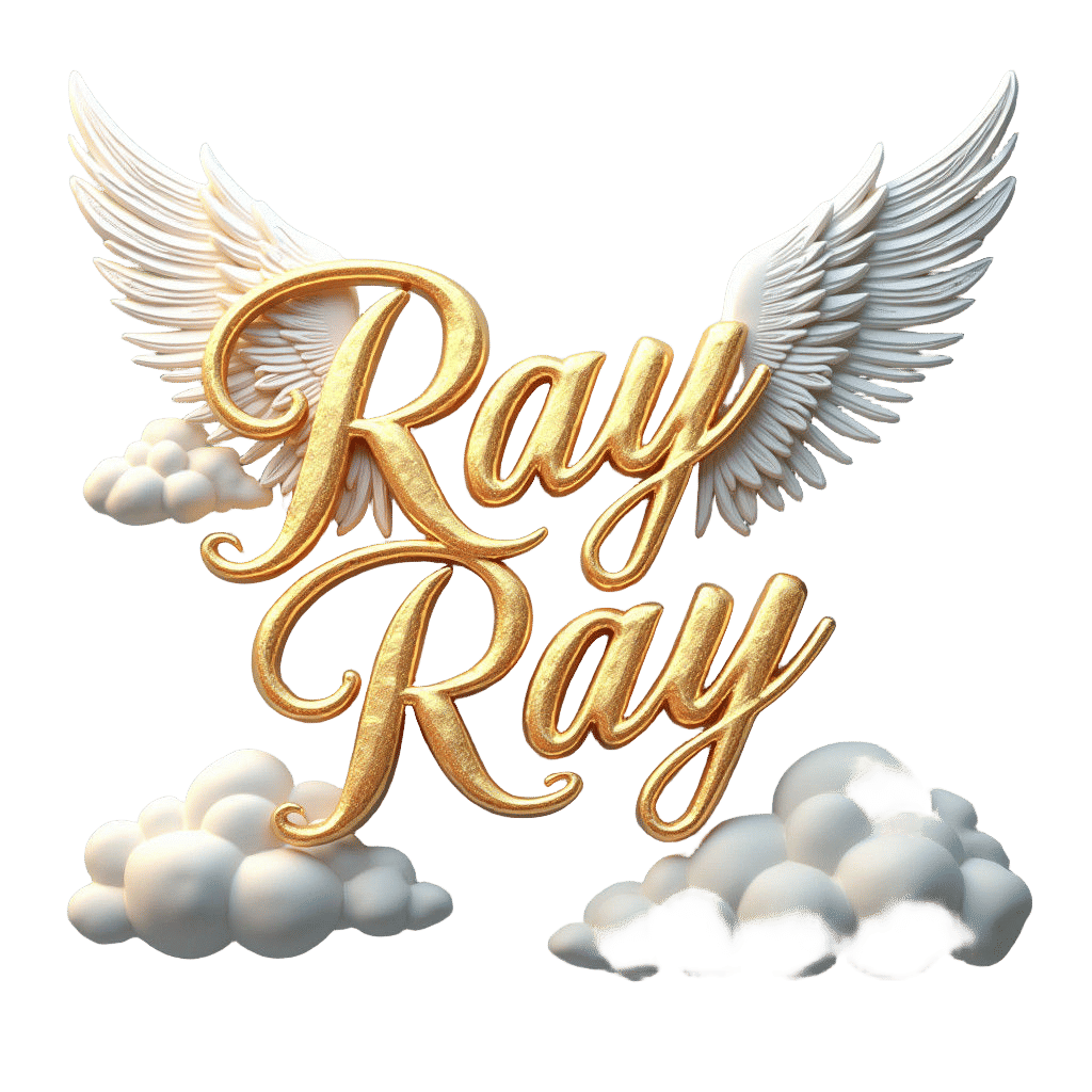 Elegant 3D Gold Typography Logo with Wings