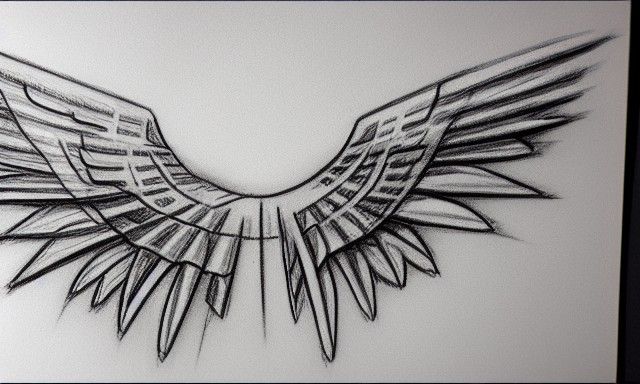 Cyberpunk Mail Envelope with Wings Pencil Sketch