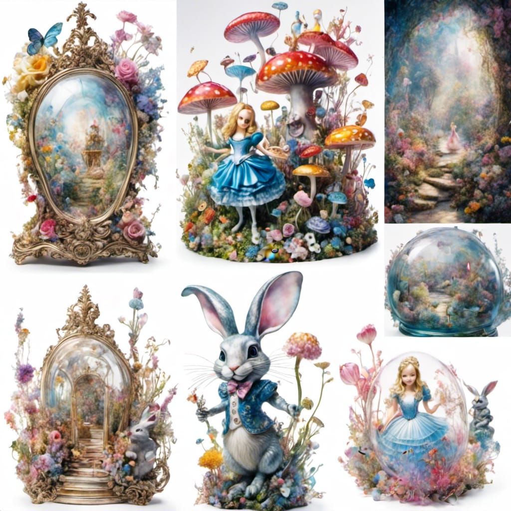 Alice in Wonderland Clip Art on White Background