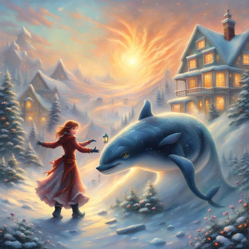 Girl Cat Morph Dance with Mechanical Whale