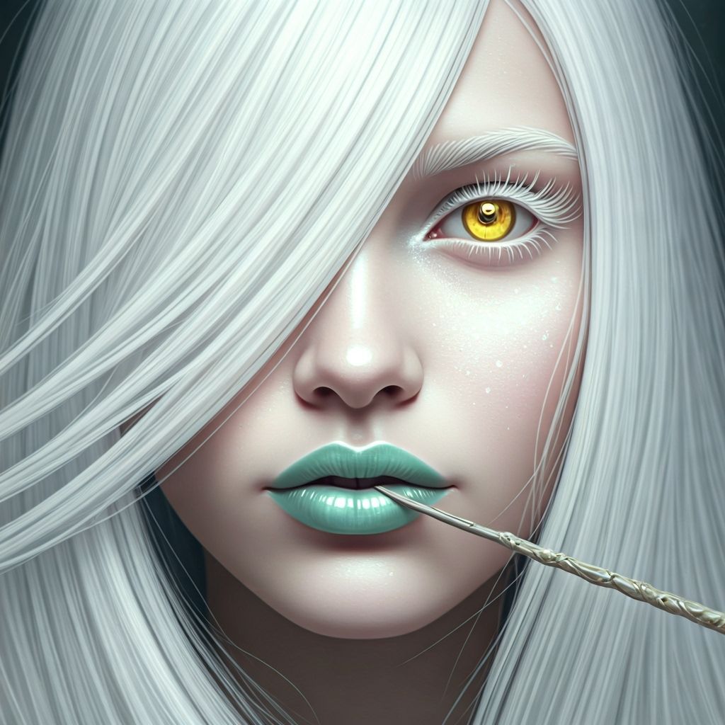 Albino Fairy Portrait with Digital Reflections