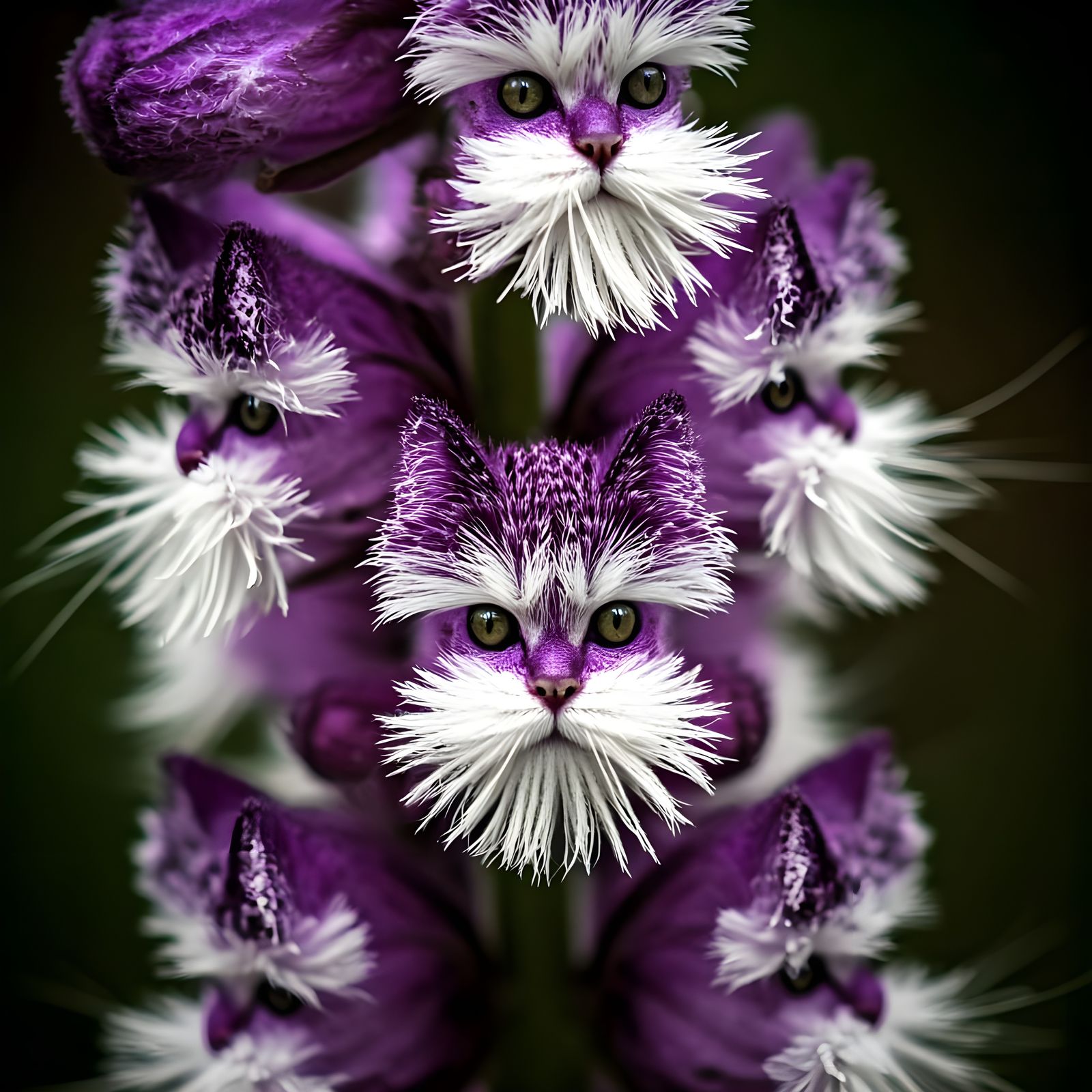 Microscopic Catnip Flowers with Cat Face Details