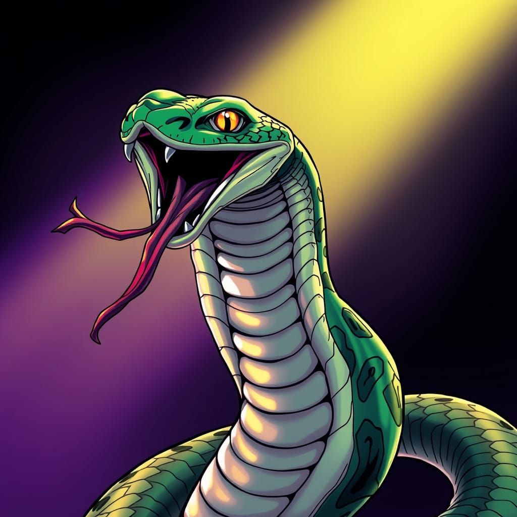 Viper Snake Rears Up in Threatening Manga Style