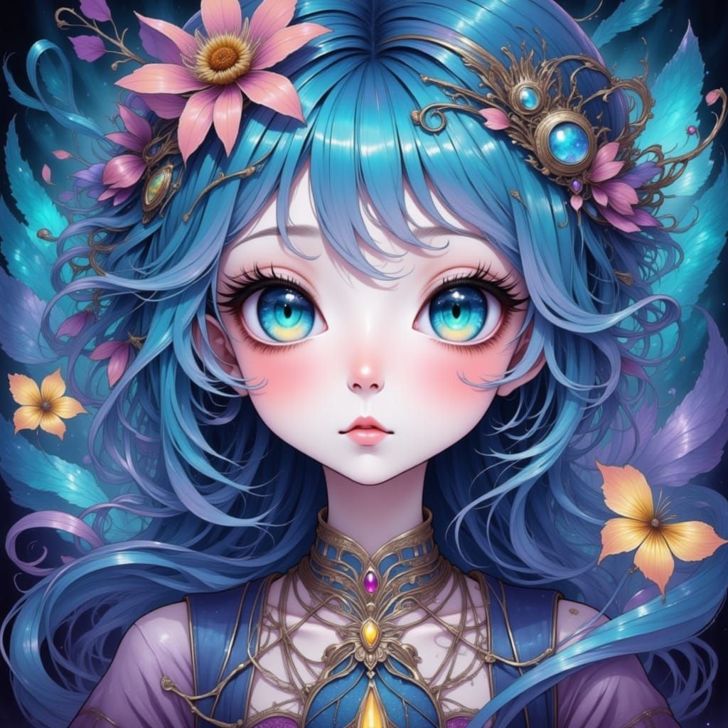 Dreamy Blue-Eyed Character in Coastal Style