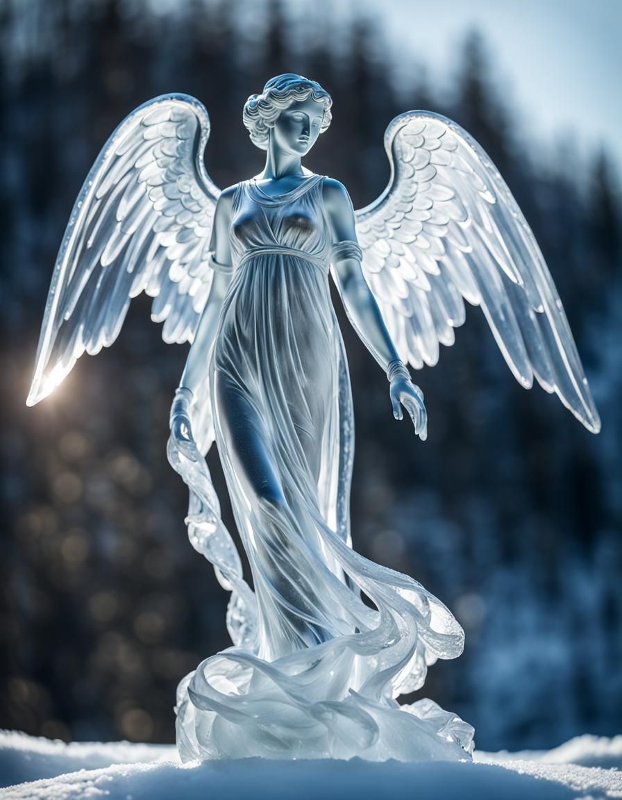 Glass Ice Angel Statue Inspired by Canova