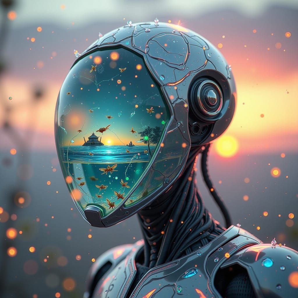 Oceanic Android with Cracked Glass Head