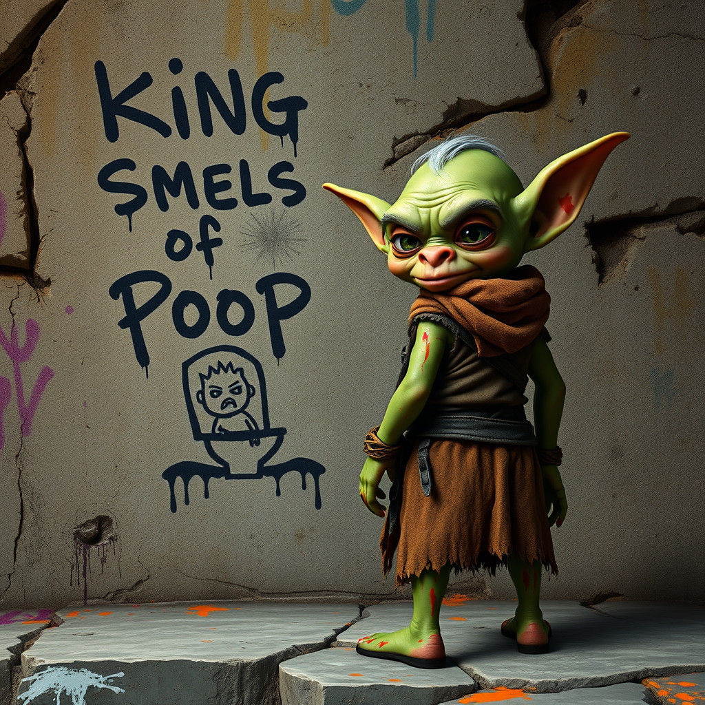 Goblin Graffiti Mischief in Fantasy Art Style