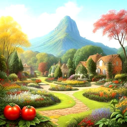 Tomato Field Celebration: A Fantastical Digital Painting