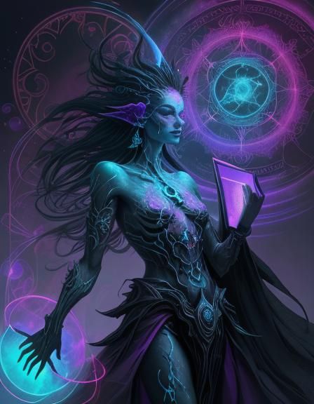 Arcane Tome: Surreal Digital Art in Neon Haze