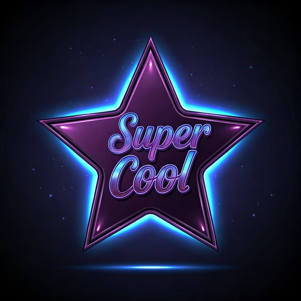 Futuristic Cosmic Starburst with 3D Neon Text