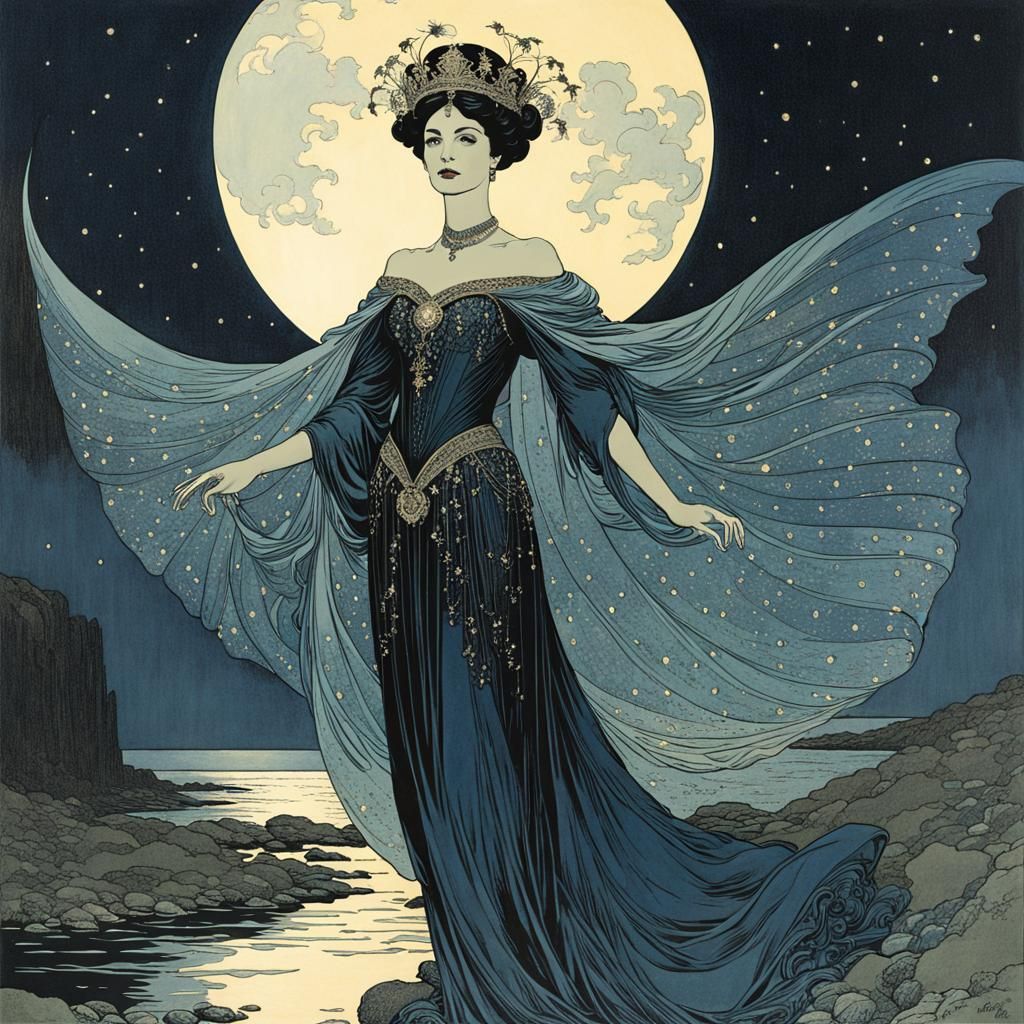 Queen of the Night in Elegant Art Deco Style