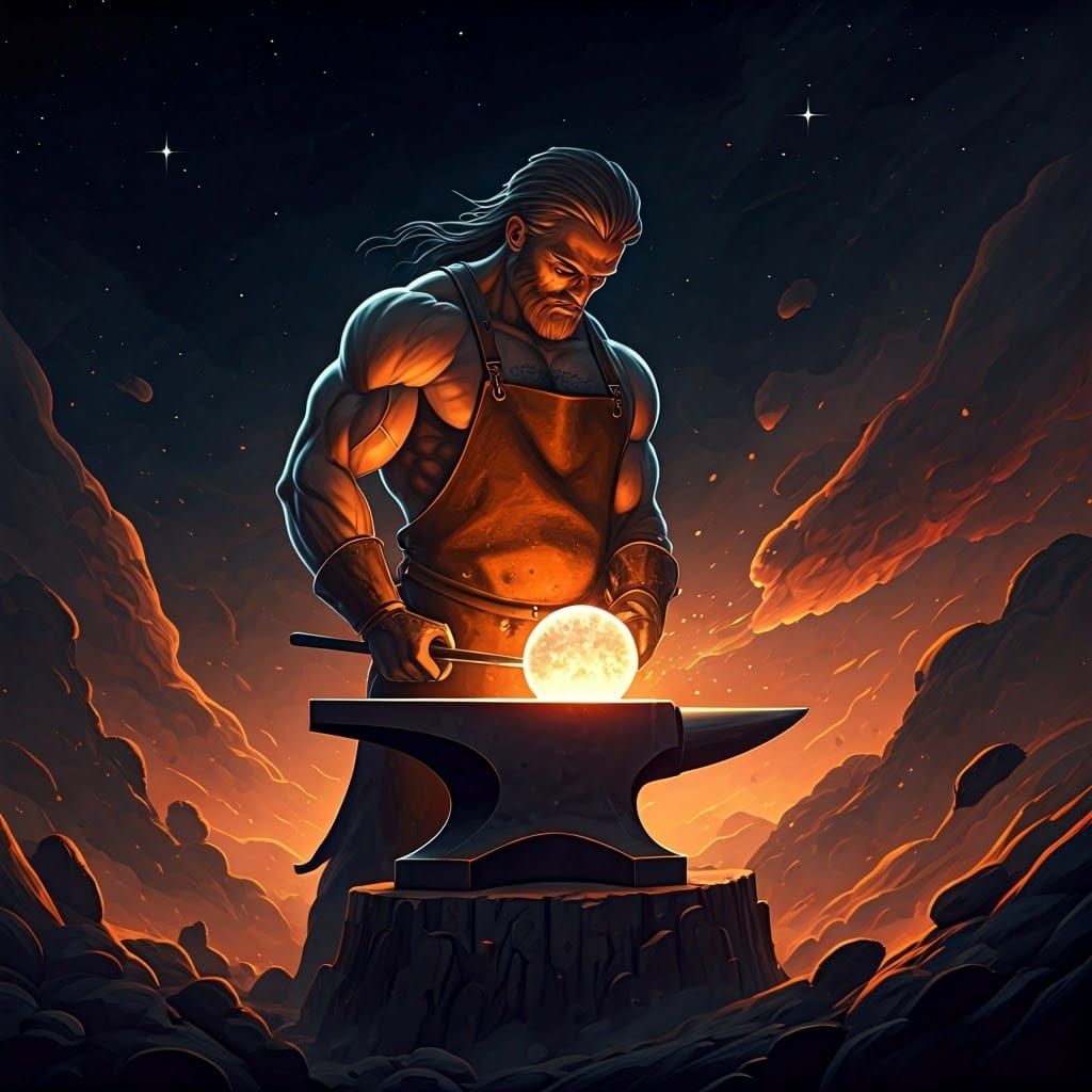 Celestial Blacksmith Forging Planets in Dark Nebula