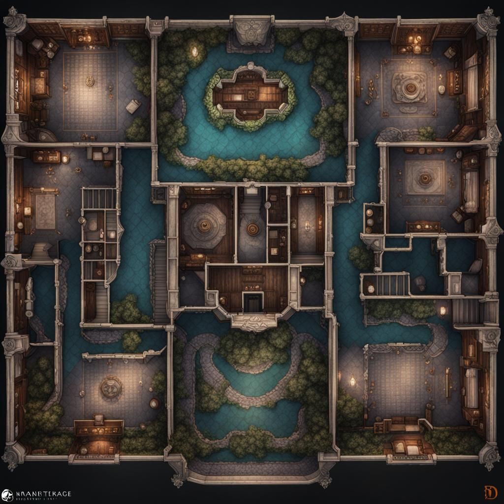 Haunted Mansion Floorplan Map for D&D