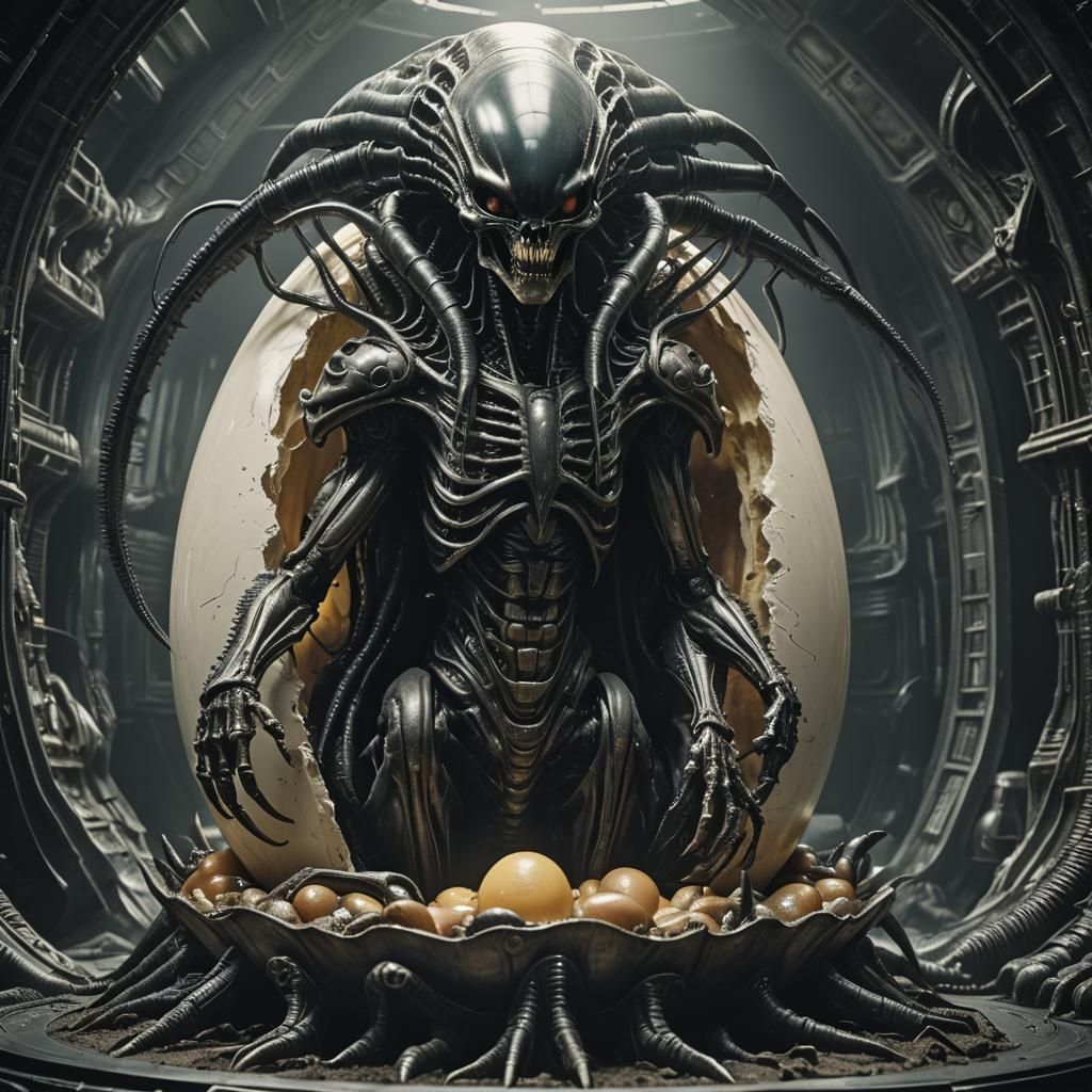 Giger Alien Queen Emerges: A Cinematic Still