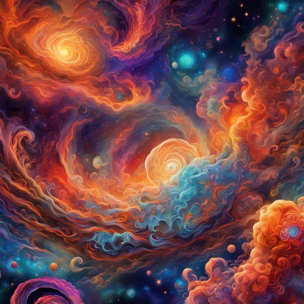 Cosmic Pyrolysis Reaction in Dreamlike Astral Art