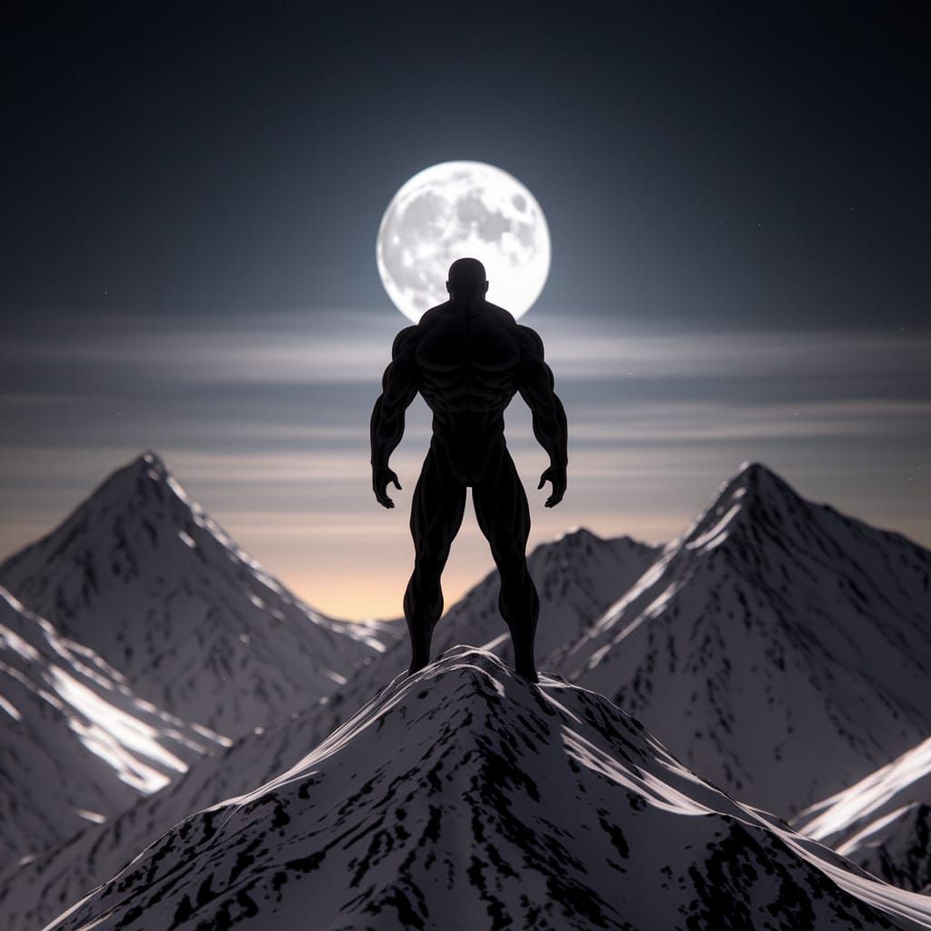 Epic Mountain Silhouette in Concept Art Style