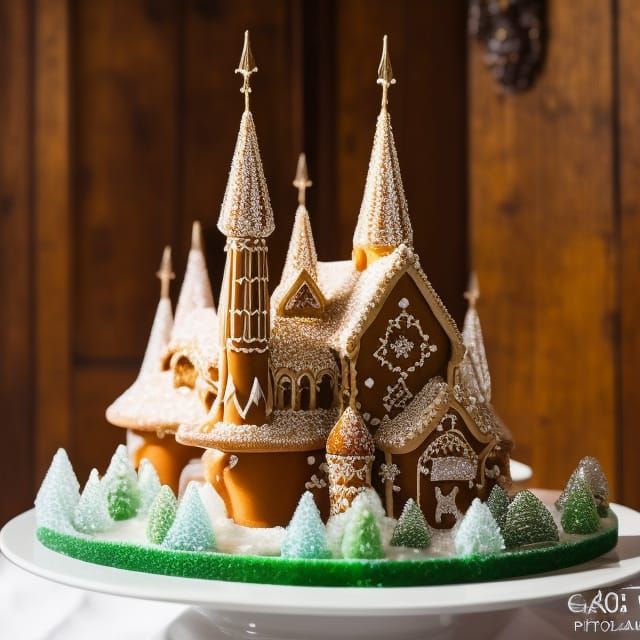 Gingerbread Candy Citadel in Art Nouveau Style