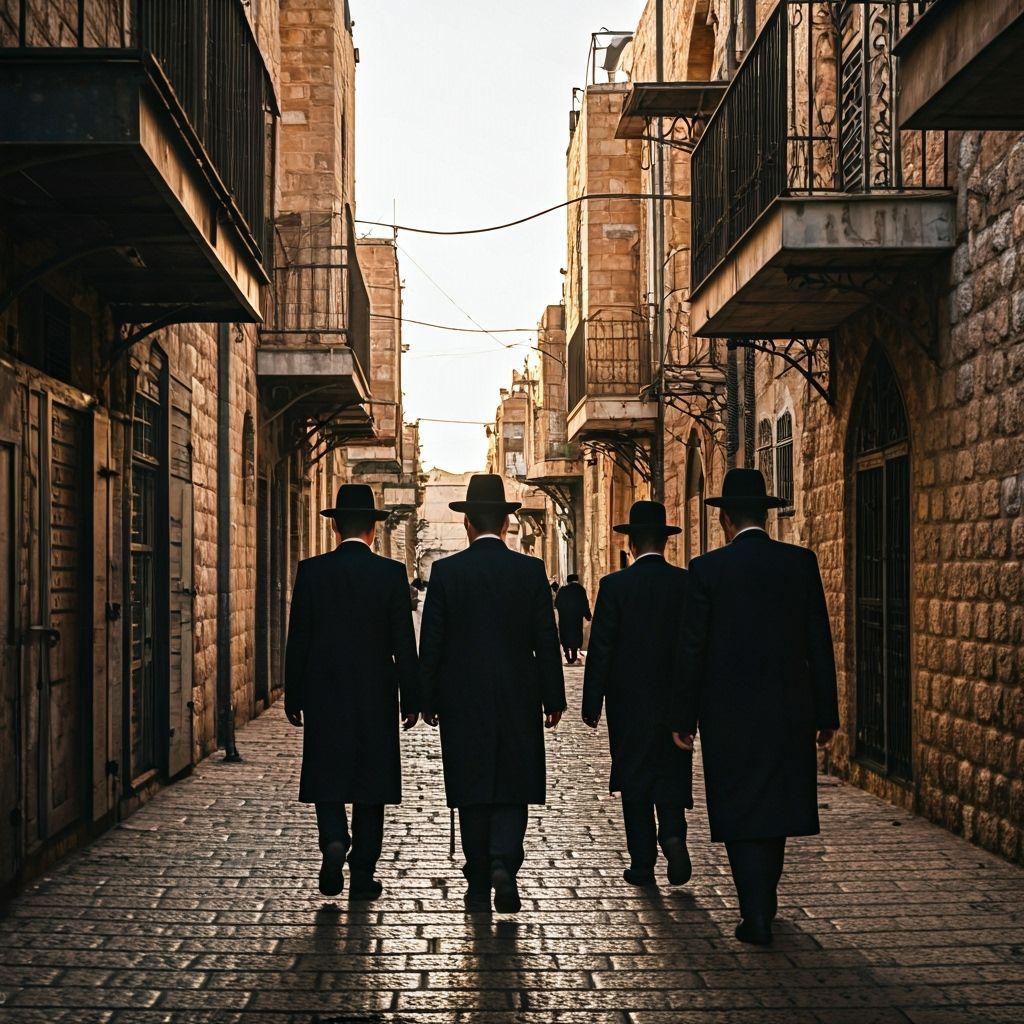 Ultra-Orthodox Men in Jerusalem's Mea Shearim Neighborhood