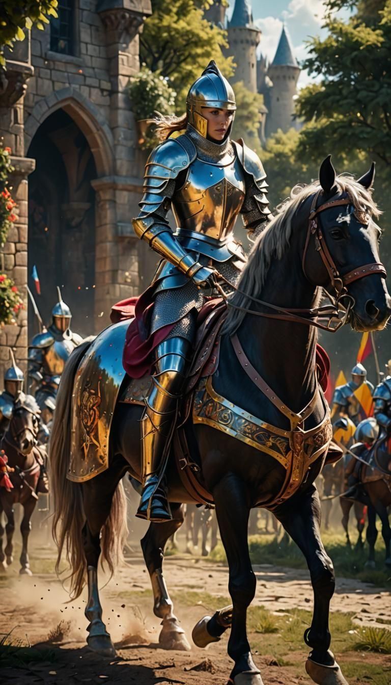 Female Knight Jousting on Horse in Fantasy Art