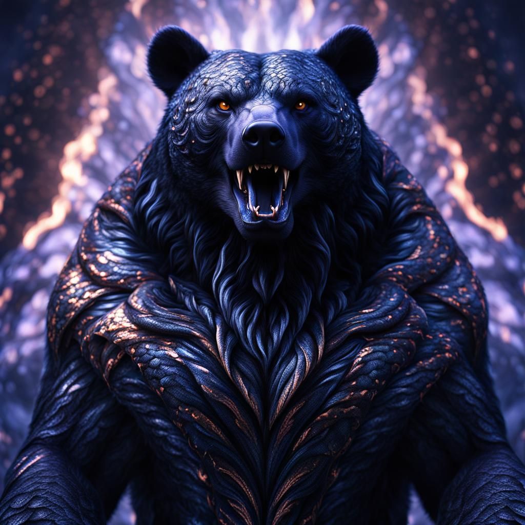 Gothic Bear Python with Electric Eyes in Fantasycore Style