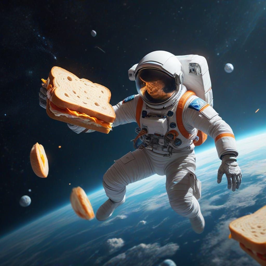 Astronaut Chases Floating Sandwich in Zero Gravity
