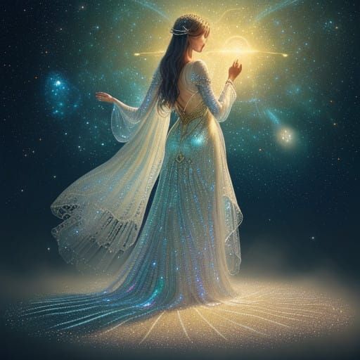 Ethereal Goddess of the Cosmos in Resplendent Splendor