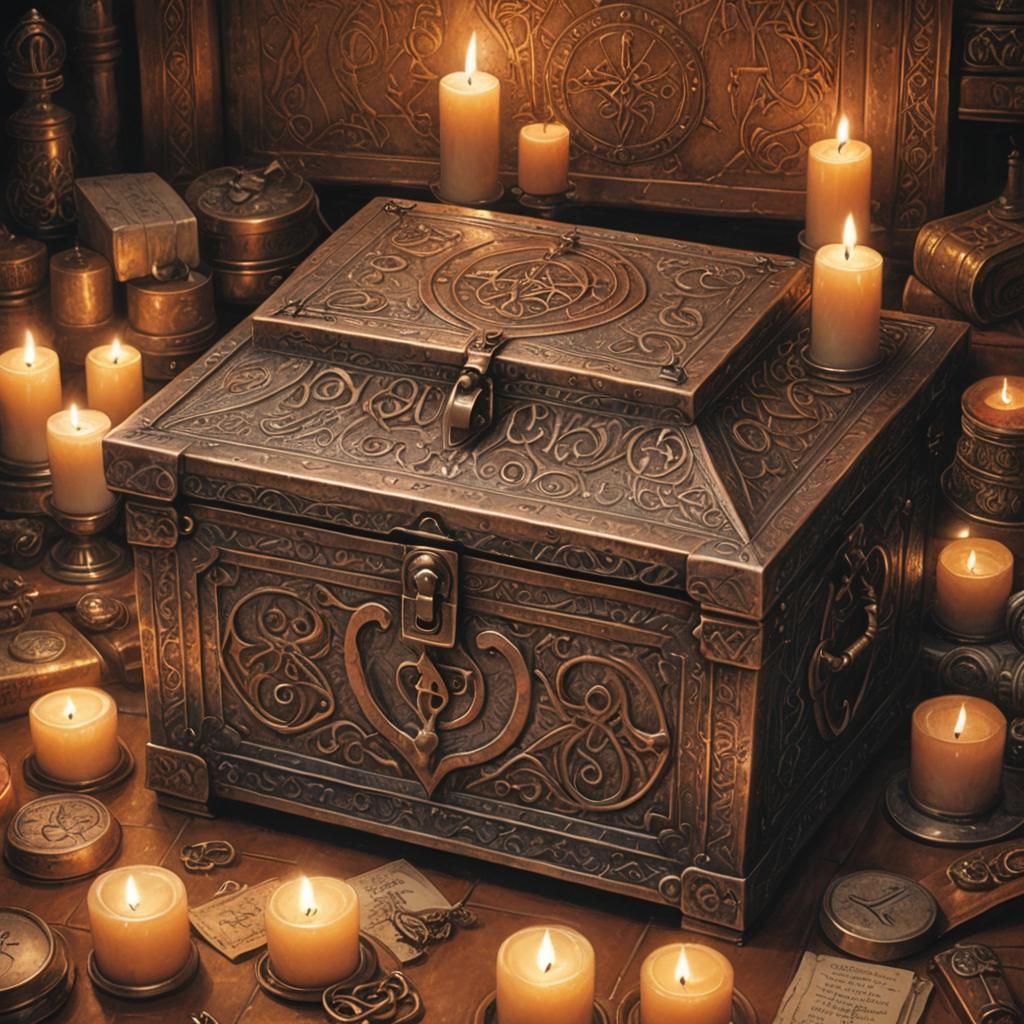 Ornate Copper Coffer with Mystical Runes
