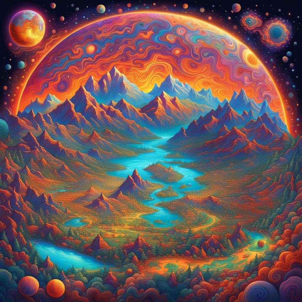 Psychedelic Earth: Colorful, Detailed Planet Art