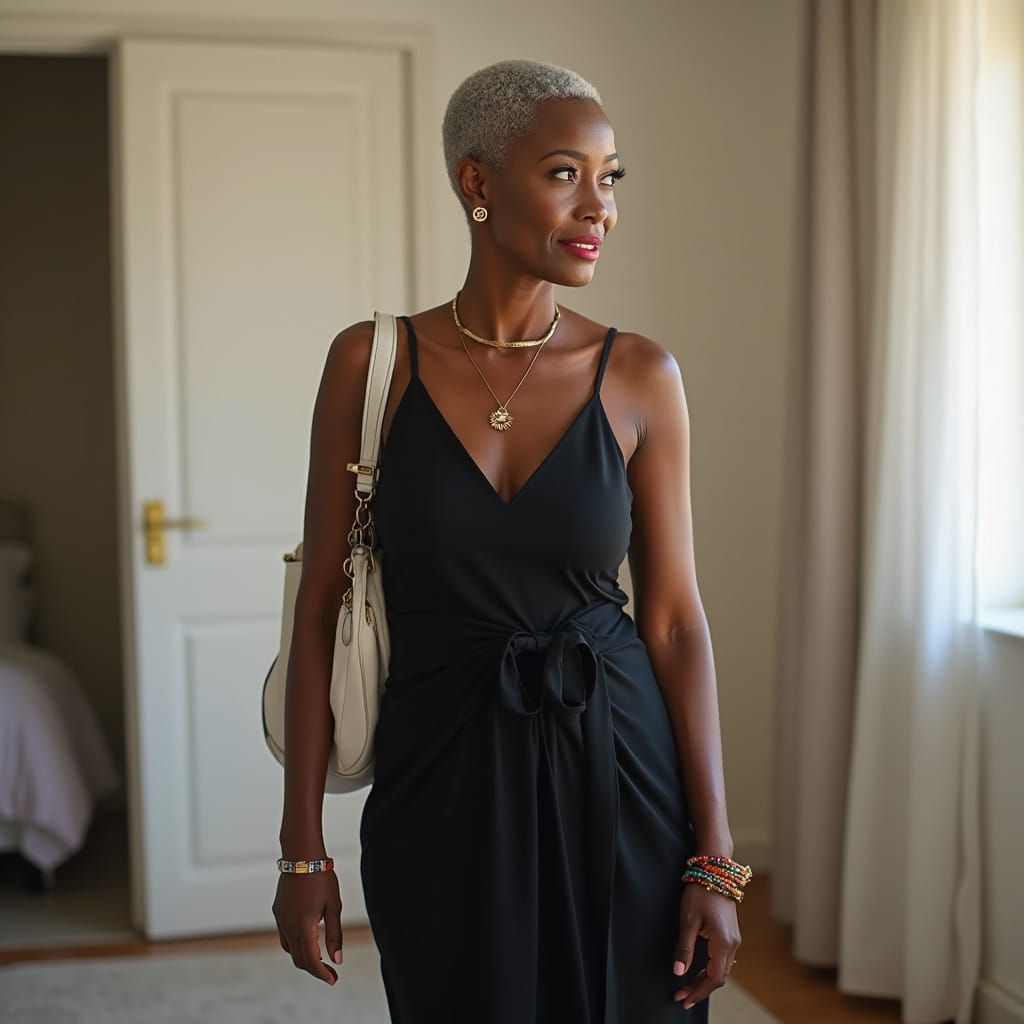 Nigerian Woman with Short Grey Hair, Ultra-HD Portrait