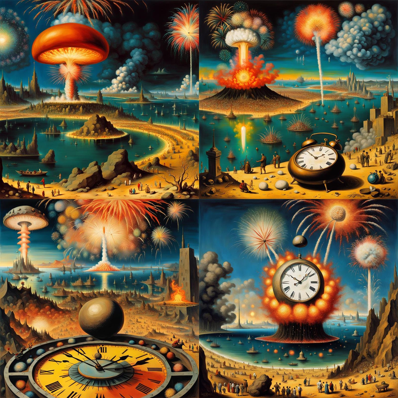 Surreal Countdown Clock with Nuclear Cloud