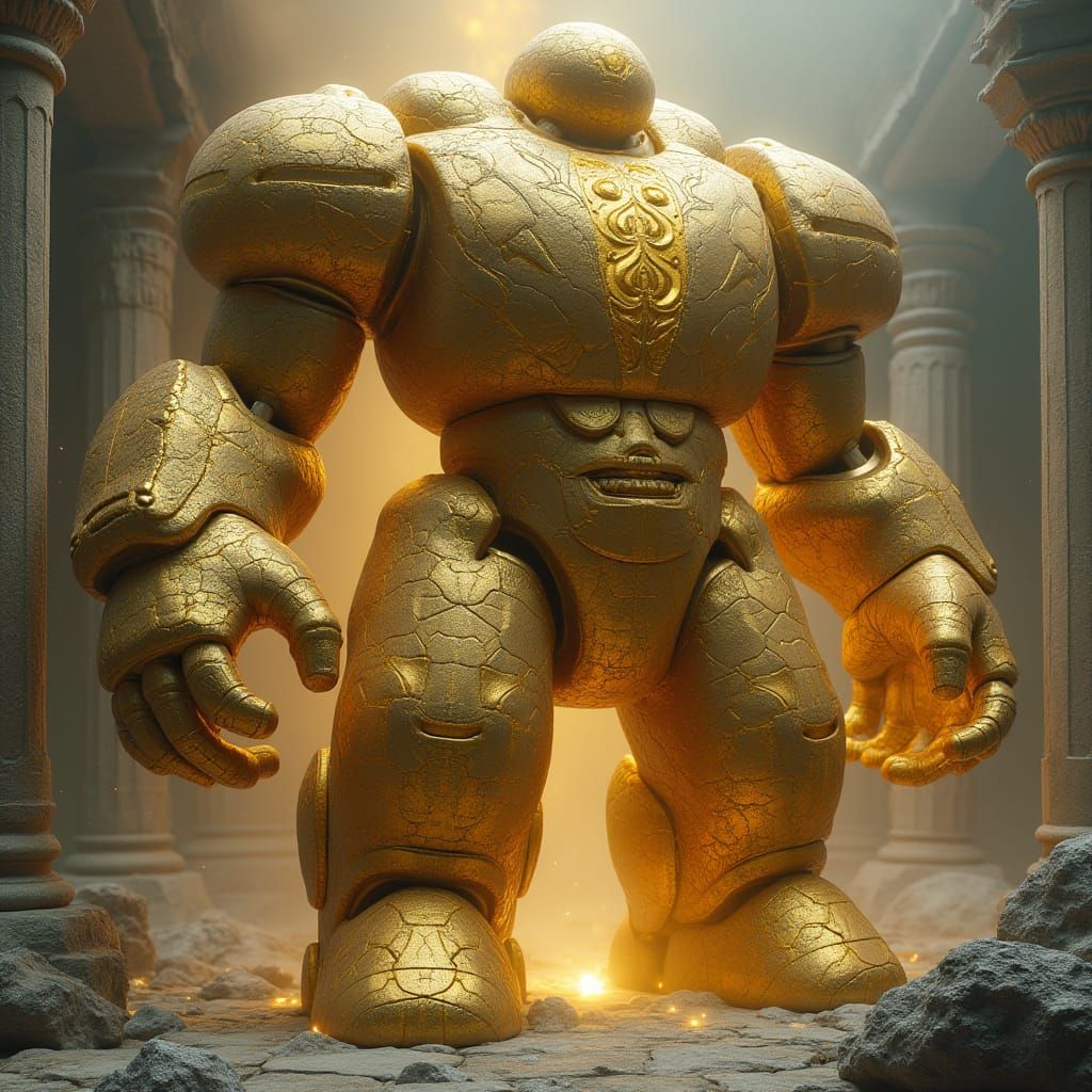 Gigantic Golden Guardian in Ancient Style